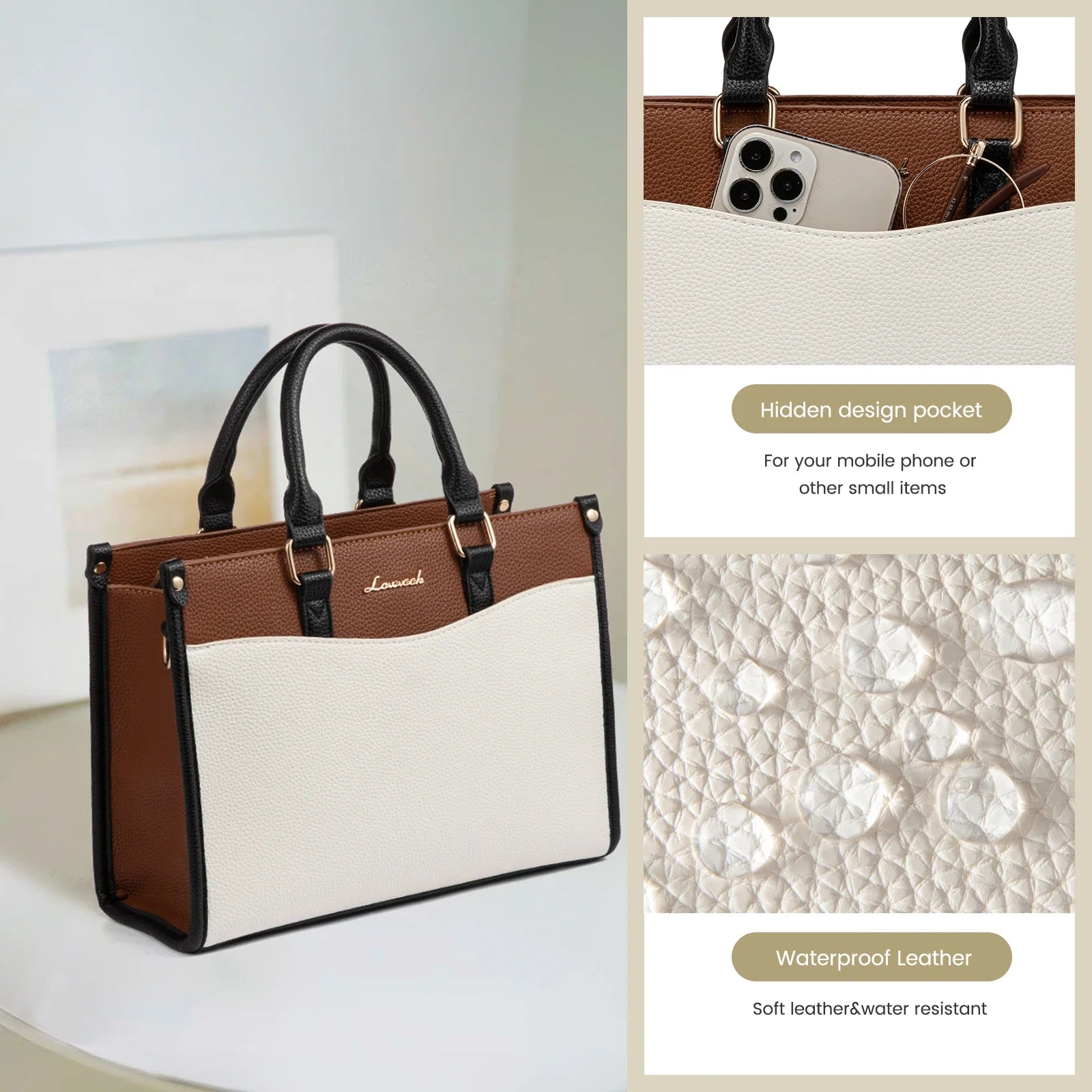 HKM-201555 Trendy Top Handle Satchel and Crossbody Tote Handbags for Women in Office and Business Settings