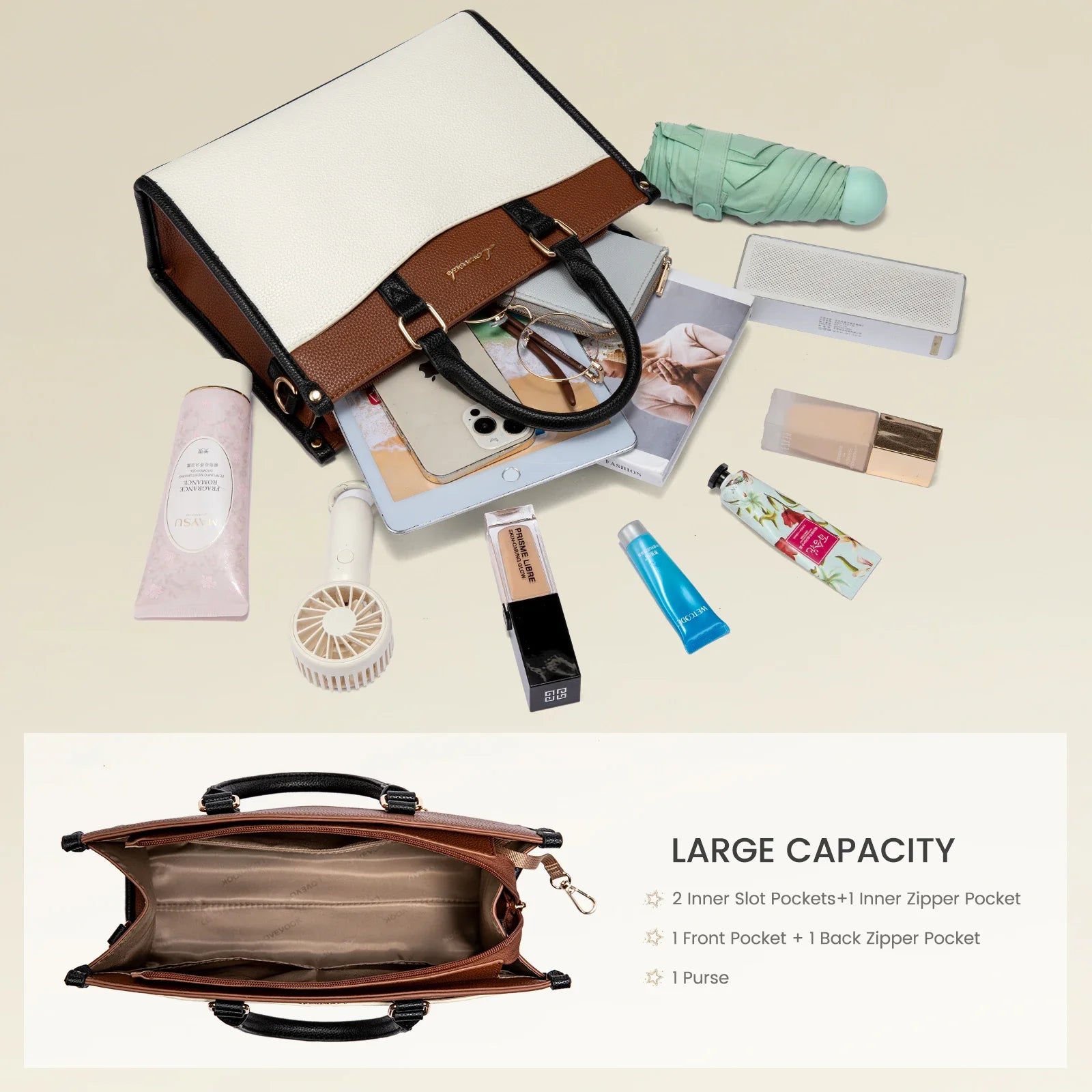 HKM-201555 Trendy Top Handle Satchel and Crossbody Tote Handbags for Women in Office and Business Settings