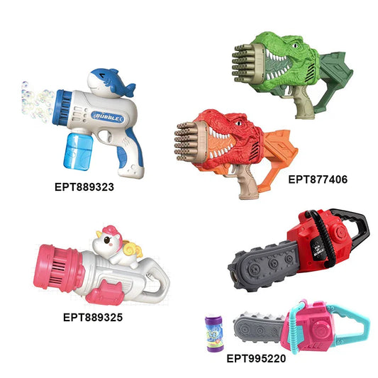 HKM-201811 Battery Operated Bubble Gun for Kids - Fun Soap Bubble Blaster Toy - Assorted Colors