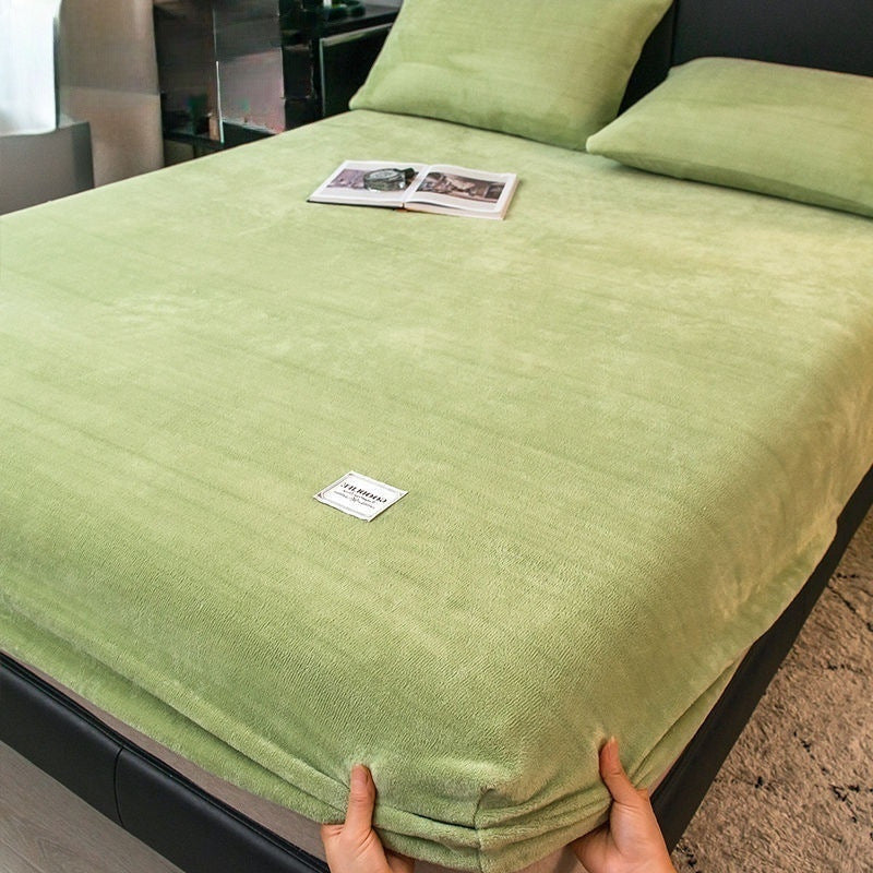 HKM-201811 Milk Fiber All-Inclusive Non-Slip Velvet Fitted Sheet Set - Multiple Sizes Available