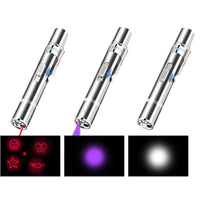 HKM-2018621 Interactive Laser Pointer Cat Toy with USB Recharge, 5 Light Modes for Indoor Cats and Dogs, Portable Design