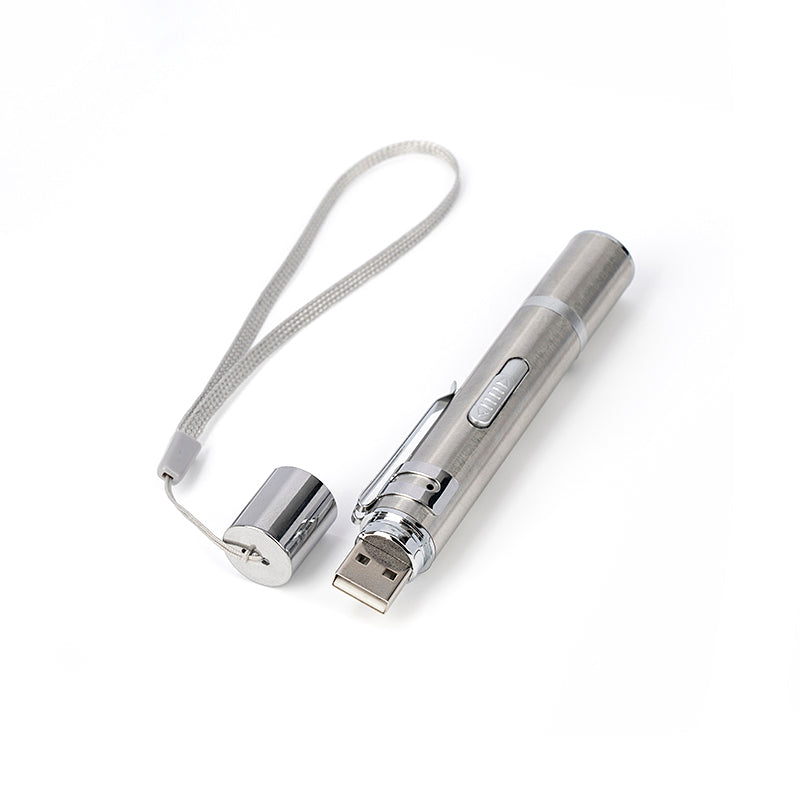HKM-2018621 Interactive Laser Pointer Cat Toy with USB Recharge, 5 Light Modes for Indoor Cats and Dogs, Portable Design