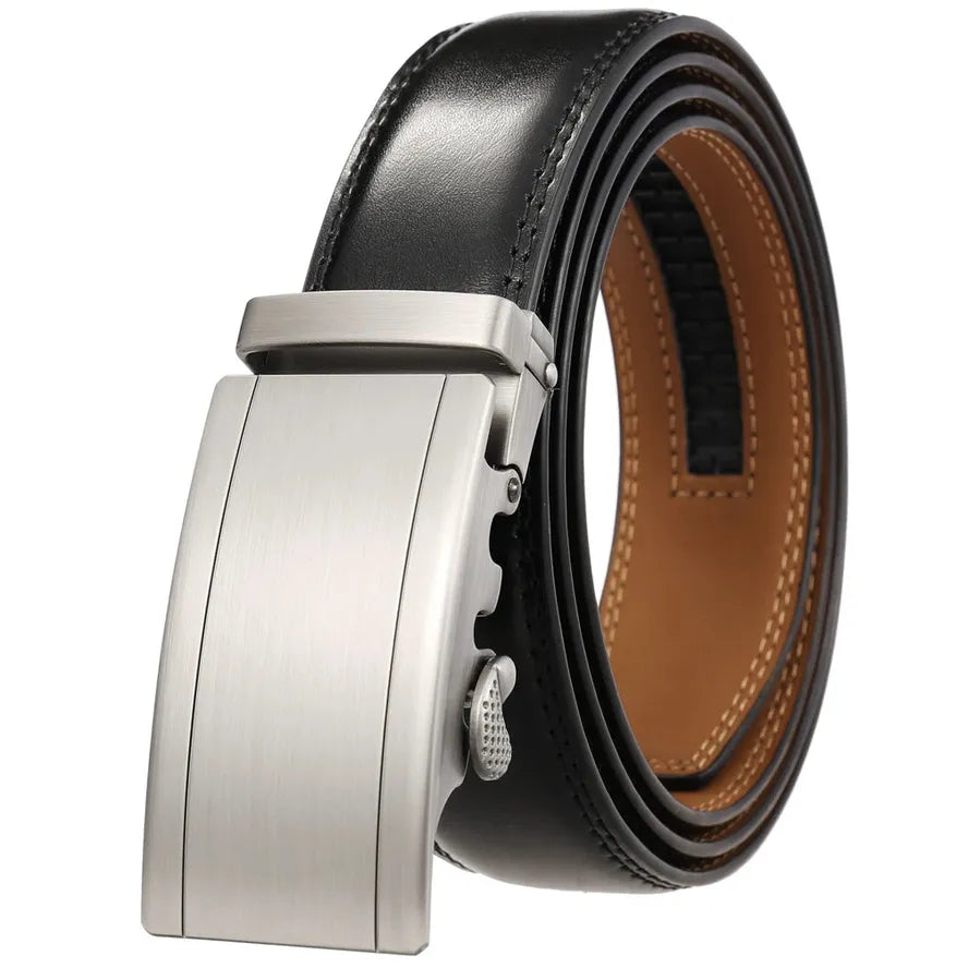 HKM-201875 Zinc Alloy Automatic Buckle Leather Belt for Men - Model LY25-1069-2