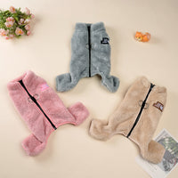 HKM-2019901 Cozy Double-Sided Plush Pet Jumpsuit in Gray, Pink, and Apricot for All Sizes