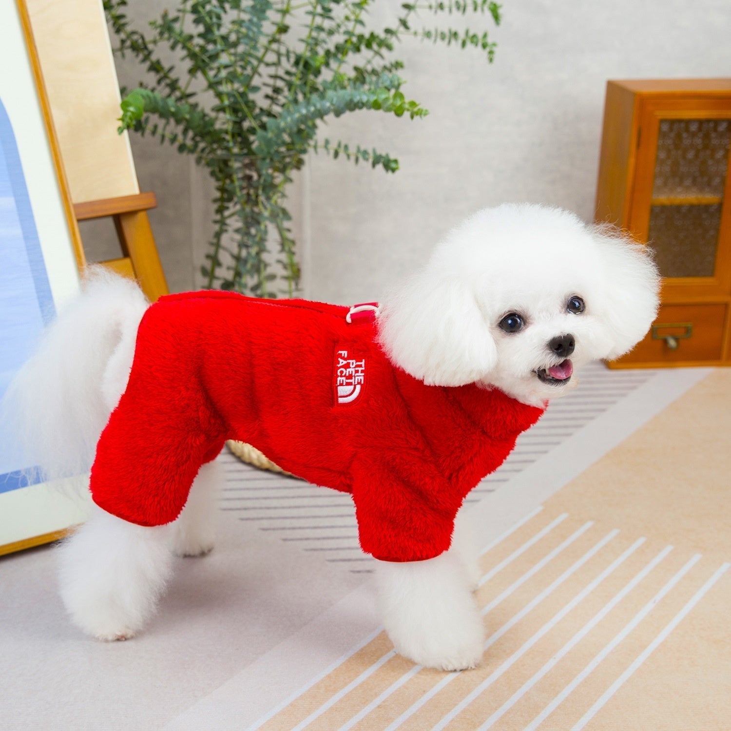 HKM-2019901 Cozy Double-Sided Plush Pet Jumpsuit in Gray, Pink, and Apricot for All Sizes