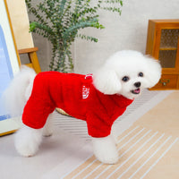 HKM-2019901 Cozy Double-Sided Plush Pet Jumpsuit in Gray, Pink, and Apricot for All Sizes