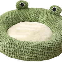 HKM-202003 Cartoon Frog Shape Cat and Small Dog Bed - Cozy Plush Pet Nest for Indoor Comfort