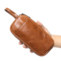 HKM-202067 Genuine Leather Unisex Large Capacity Clutch Wallet with Zipper Closure