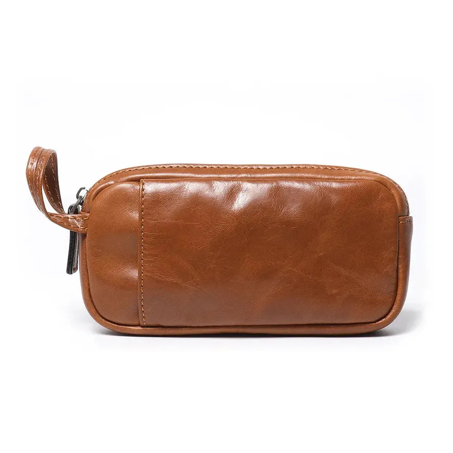 HKM-202067 Genuine Leather Unisex Large Capacity Clutch Wallet with Zipper Closure