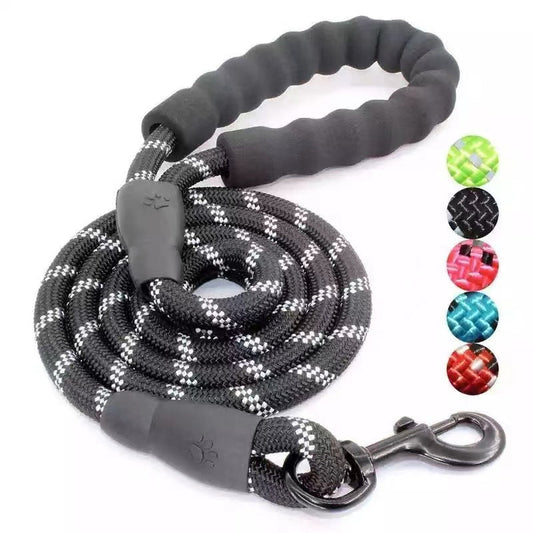 HKM-2020925 Reflective Nylon Dog Leash - 150cm Length in Assorted Colors: Blue, Black, Red, Orange, Green, Pink