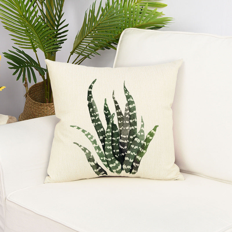 HKM-202131 Green Small Leaf Plant Pillow Cover - 45x45cm Nordic Style Cushion in Various Colors