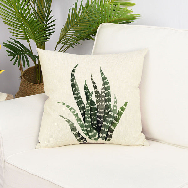 HKM-202131 Green Small Leaf Plant Pillow Cover - 45x45cm Nordic Style Cushion in Various Colors
