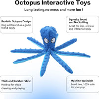 HKM-2022589 Durable Octopus Plush Dog Toy with Crinkle Sound for Interactive Play and Teething Relief