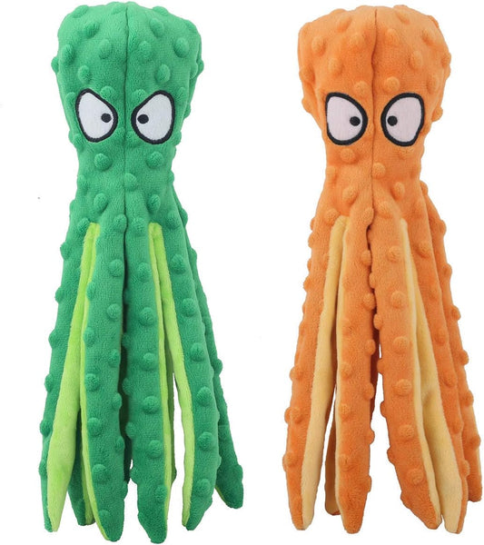 HKM-2022589 Durable Octopus Plush Dog Toy with Crinkle Sound for Interactive Play and Teething Relief