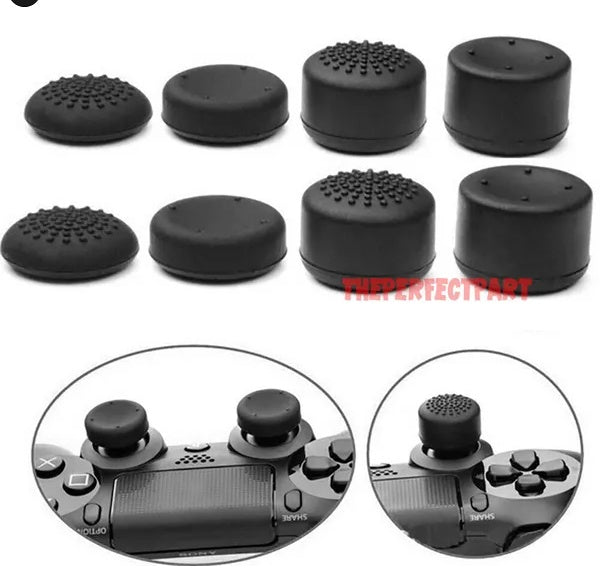 HKM-202323 Black Silicone Thumb Stick Grip Covers for PS4 and Xbox One Controllers - 8 Pack