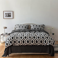 HKM-202323 Xinjiang Long-Staple Cotton Geometric Pattern Bedding Set – 4 Pieces, Modern Minimalist Design