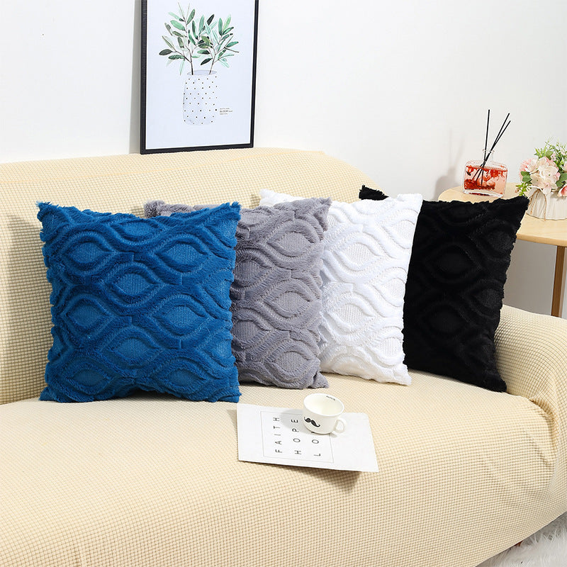 HKM-202387 Quilted Rabbit Hair Headrest Pillow Cover for Living Room, 45*45cm, Various Colors
