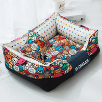 HKM-2025149 Cozy Canvas Pet Bed with Waterproof Oxford Cloth in Various Fun Designs