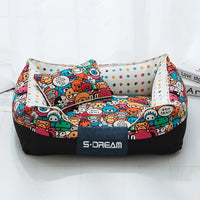 HKM-2025149 Cozy Canvas Pet Bed with Waterproof Oxford Cloth in Various Fun Designs