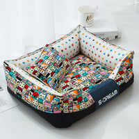 HKM-2025149 Cozy Canvas Pet Bed with Waterproof Oxford Cloth in Various Fun Designs