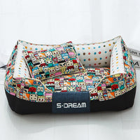 HKM-2025149 Cozy Canvas Pet Bed with Waterproof Oxford Cloth in Various Fun Designs