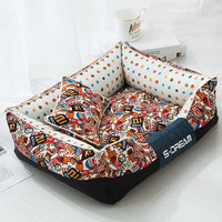 HKM-2025149 Cozy Canvas Pet Bed with Waterproof Oxford Cloth in Various Fun Designs