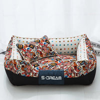 HKM-2025149 Cozy Canvas Pet Bed with Waterproof Oxford Cloth in Various Fun Designs