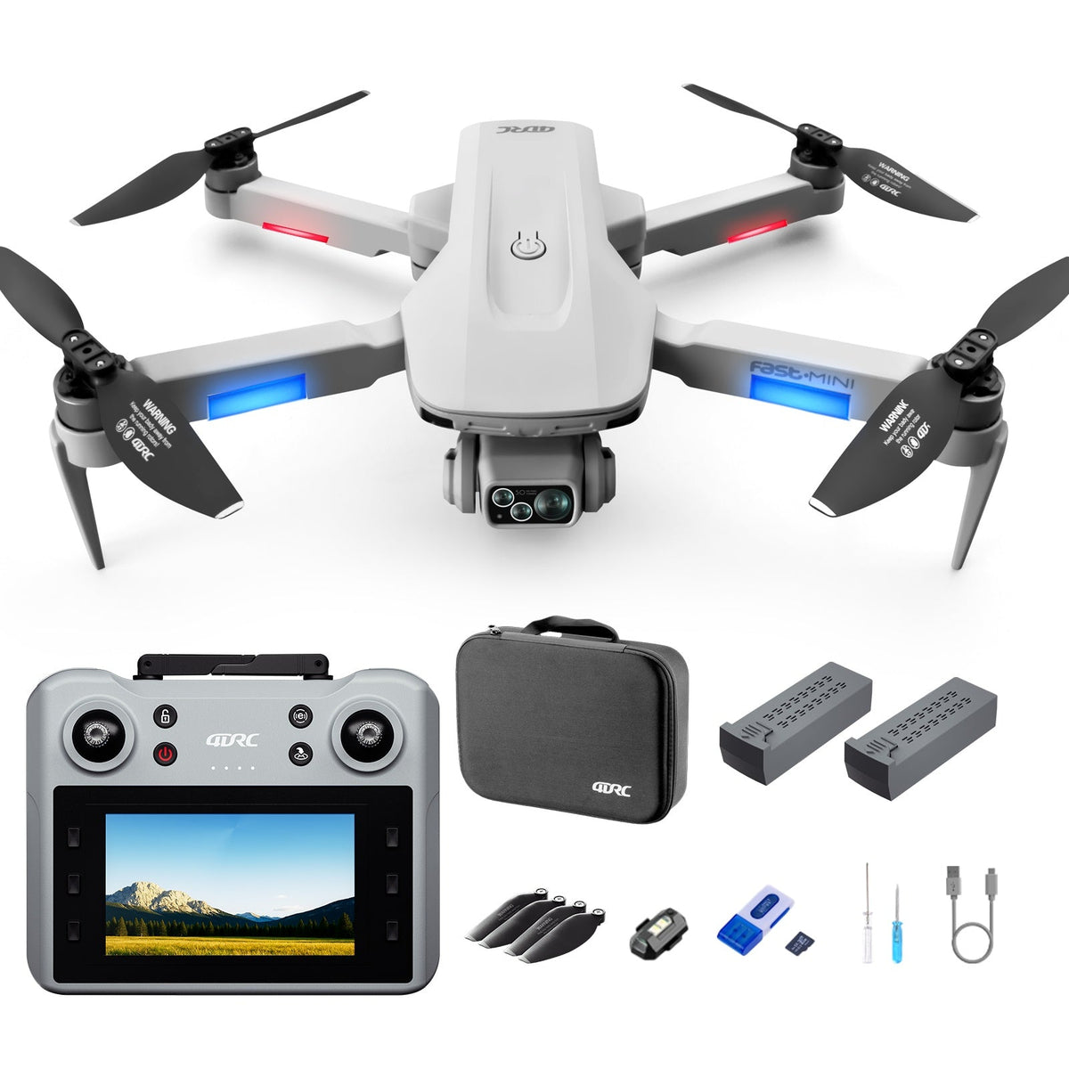 HKM-202515 4DRC F8 GPS RC Drone with 4K Dual Camera, 4.5" HD Screen, Follow Me Mode, and 60 Min Flight Time