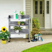 HKM-202515 Wooden Potting Table for Garden Outdoor Decoration