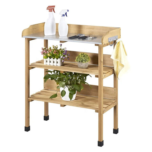 HKM-202515 Wooden Potting Table for Garden Outdoor Decoration