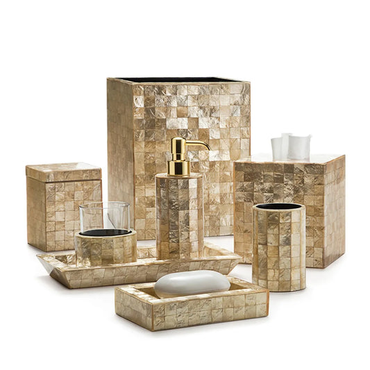 HKM-202579 Mother of Pearl Bathroom Accessory Set for Elegant Home Décor