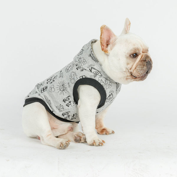 HKM-2026173 Cartoon Hooded Short-Sleeved Cotton Sweater Vest for Casual Wear