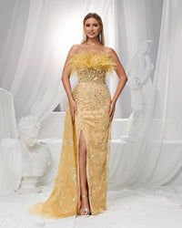 HKM-202707 Elegant Orange Evening Gown for Women - EZ25101
