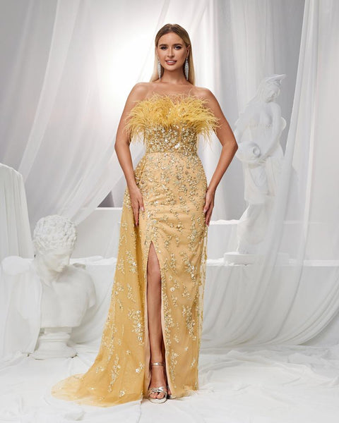 HKM-202707 Elegant Orange Evening Gown for Women - EZ25101