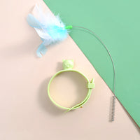 HKM-2028861 Multifunctional Feather Cat Teasing Stick - Fluorescent Green, Sky Blue, Pink