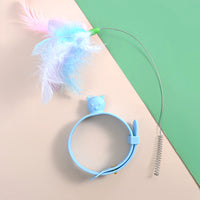 HKM-2028861 Multifunctional Feather Cat Teasing Stick - Fluorescent Green, Sky Blue, Pink