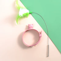 HKM-2028861 Multifunctional Feather Cat Teasing Stick - Fluorescent Green, Sky Blue, Pink