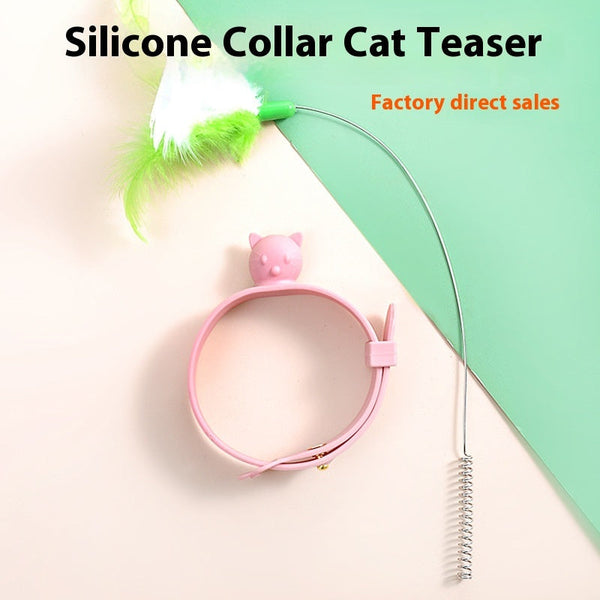 HKM-2028861 Multifunctional Feather Cat Teasing Stick - Fluorescent Green, Sky Blue, Pink