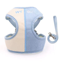 HKM-2029245 Soft Suede Vest-Style Chest Harness with Leash for Dogs