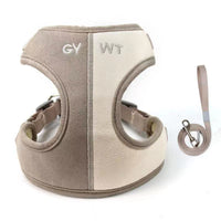 HKM-2029245 Soft Suede Vest-Style Chest Harness with Leash for Dogs