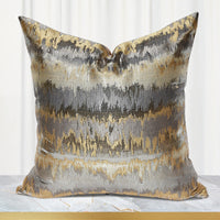 HKM-202963 Luxury Gray and Gold Striped Pillow Case and Cushion Cover, Multiple Sizes Available