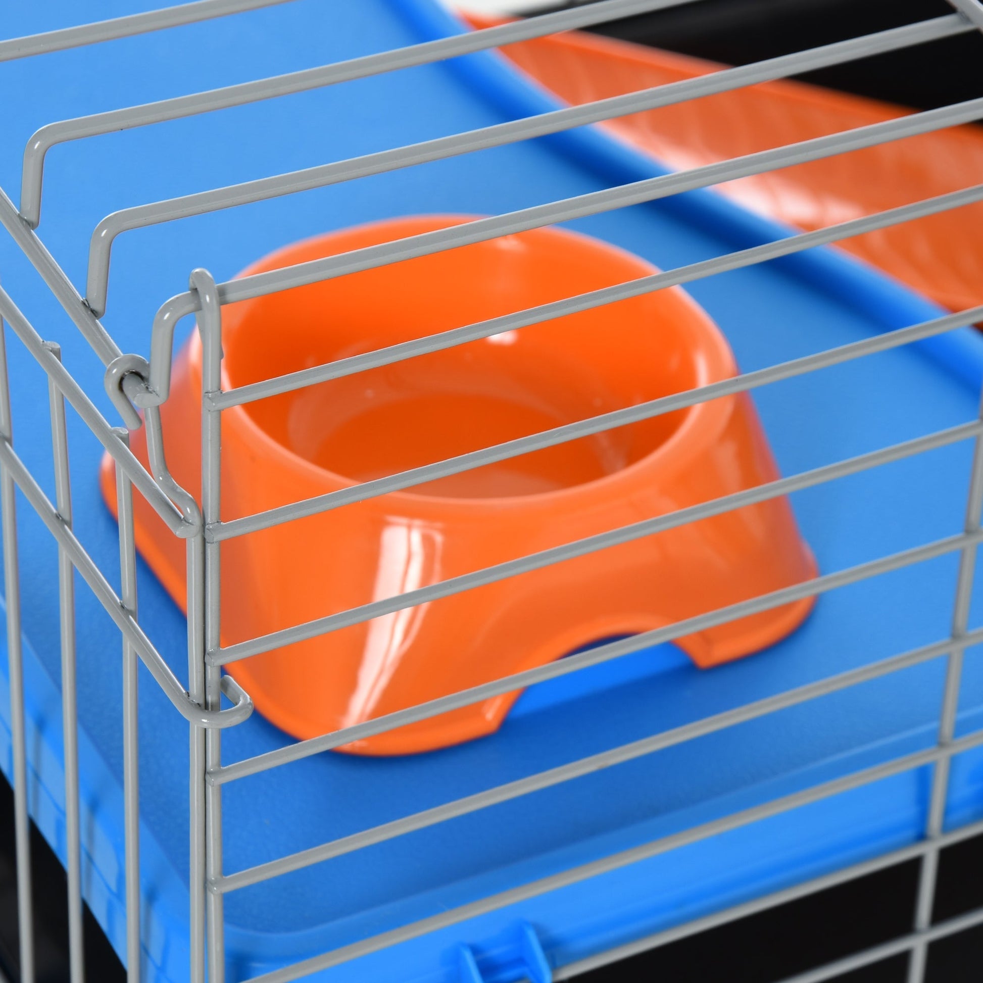 HKM-2030525 Durable 35"L Small Animal Cage for Rabbits, Chinchillas, and Guinea Pigs with Food Dish, Water Bottle, and Ramp