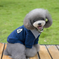 HKM-2031037 Casual Wool Pet Dog Hoodie in Blue and Grey - Sizes S to XXL
