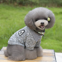 HKM-2031037 Casual Wool Pet Dog Hoodie in Blue and Grey - Sizes S to XXL