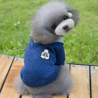 HKM-2031037 Casual Wool Pet Dog Hoodie in Blue and Grey - Sizes S to XXL