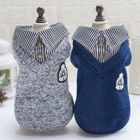 HKM-2031037 Casual Wool Pet Dog Hoodie in Blue and Grey - Sizes S to XXL