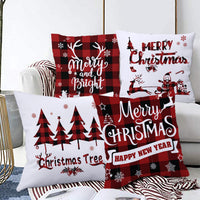 HKM-203219 Cartoon Santa Claus and Elk Holiday Pillow Covers - Decorative Cushion Covers 45x45cm, Multiple Sets Available