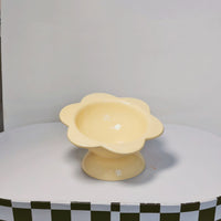 HKM-2032829 Oblique Mouth High Foot Ceramic Pet Bowl in Yellow and Purple Options