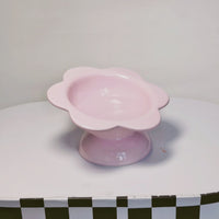 HKM-2032829 Oblique Mouth High Foot Ceramic Pet Bowl in Yellow and Purple Options