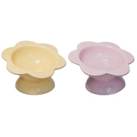HKM-2032829 Oblique Mouth High Foot Ceramic Pet Bowl in Yellow and Purple Options